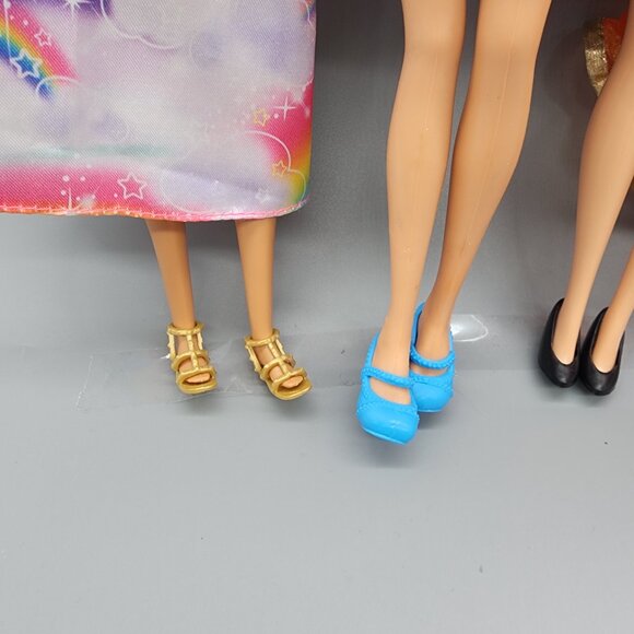 Mattel Barbie Dolls Lot of 4 Party Dresses 1999-2013 Rainbow Skirt Purple Orange - Picture 3 of 16